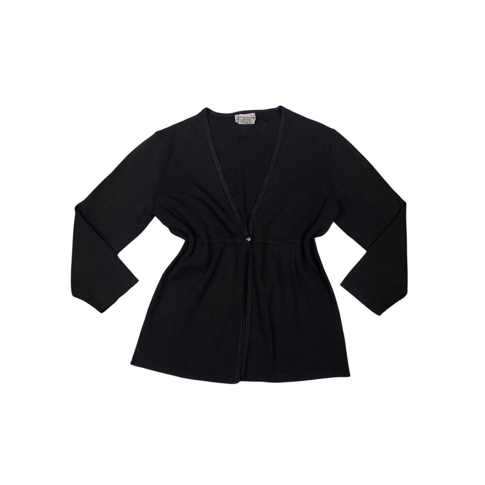 Vintage Y2K Cardigan Babydoll Cutaway Sweater Black Capsule Minimalist Office